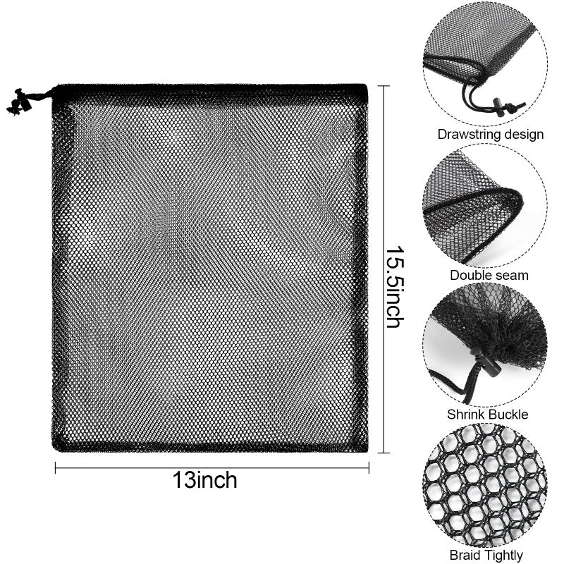 iMucci 13""X15.5"" 6Pcs Mesh Laundry Drawstring Bag Nylon Drawstring Gym Bag with Cord Lock Closure - Image 3